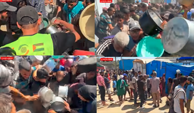 Warga Gaza yang kelaparan berebut bantuan pangan/Foto: kolase/YouTube Al Jazeera English